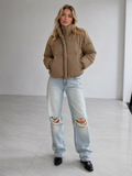 Cropped Puffer Jacket -Taupe（NTC012）