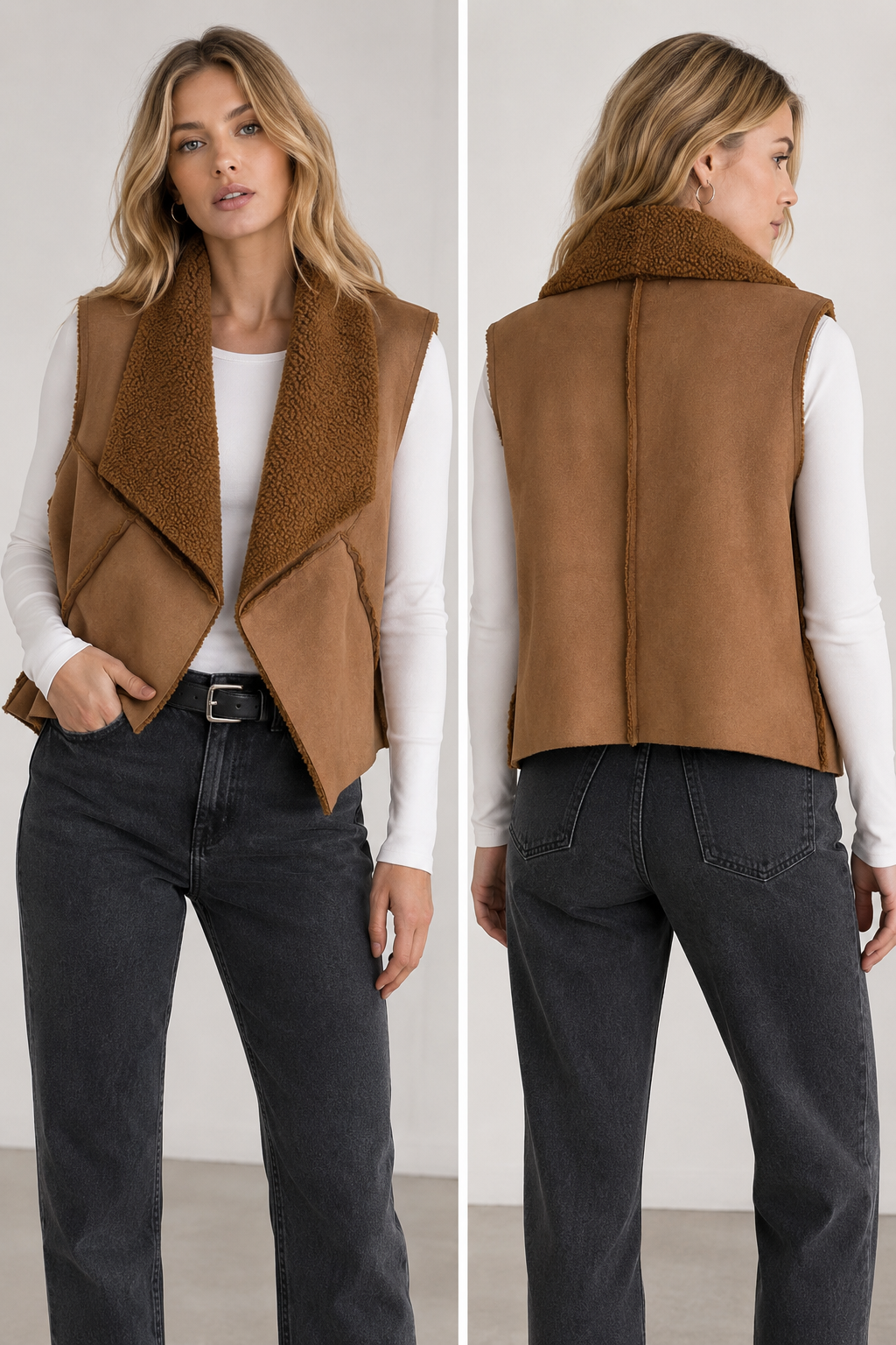 Soft Shearling Suede Vest(pre-order)