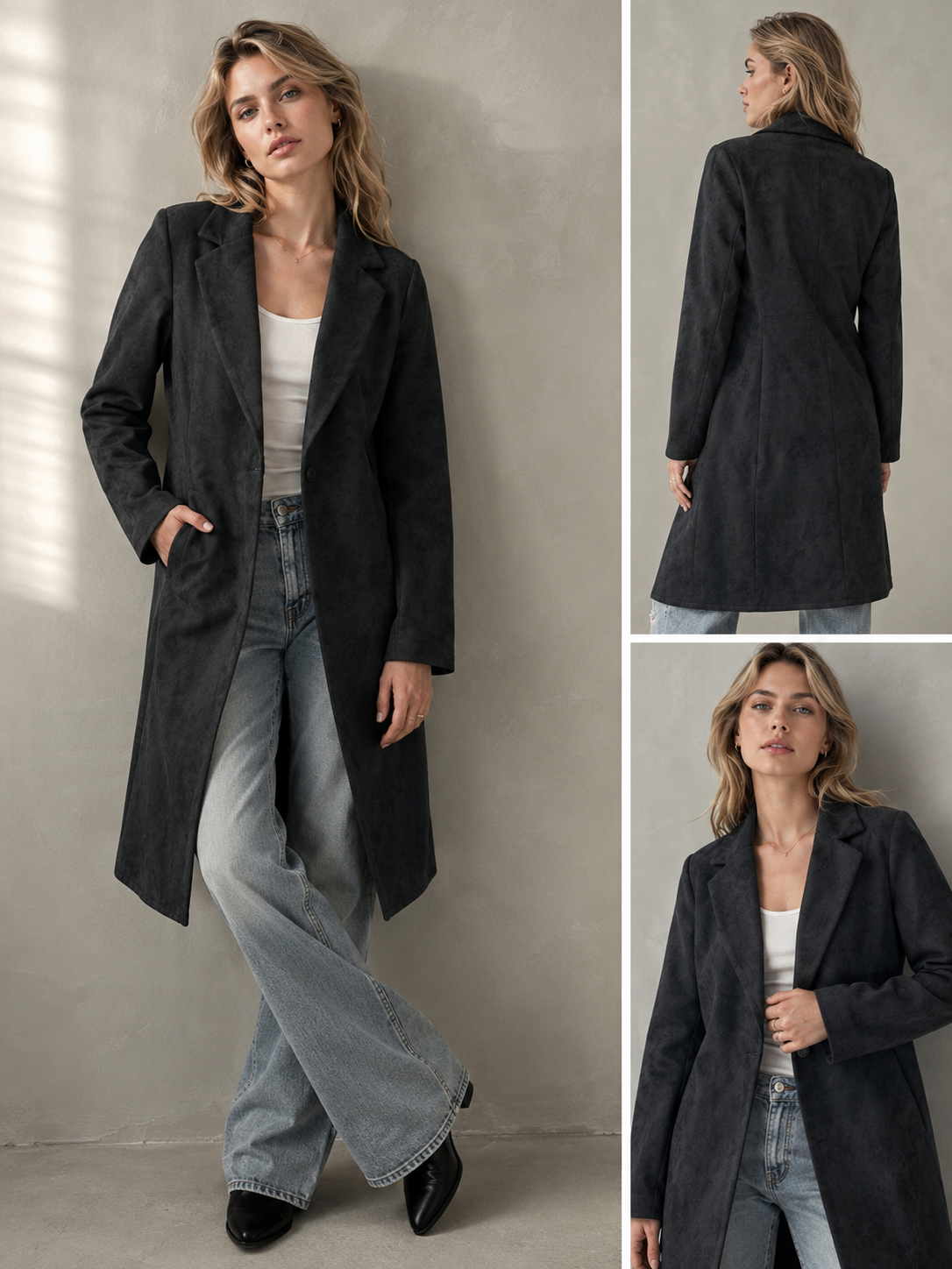 Women's Faux Suede Long Coat (NTJ101)