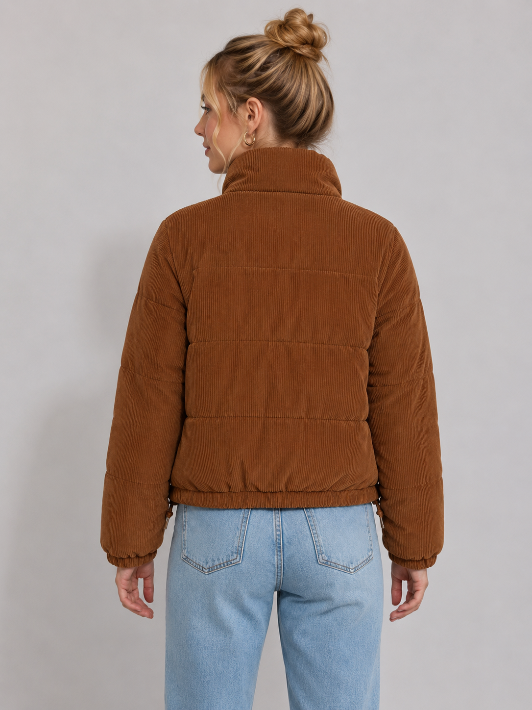 Brown Corduroy Puffer Jacket （NTJ019）