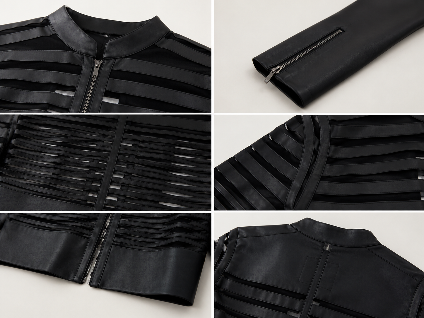 Modern Cutout Faux Leather Cropped Jacket (NTJ004)