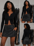 Minimalist faux leather mini skirt (NTS1101)
