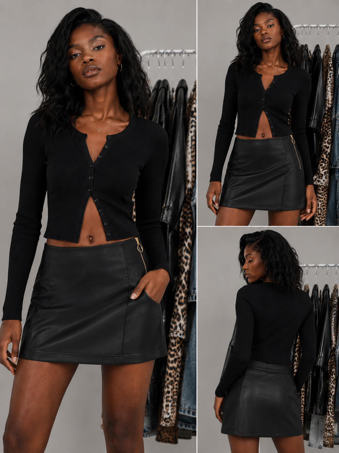 Minimalist faux leather mini skirt