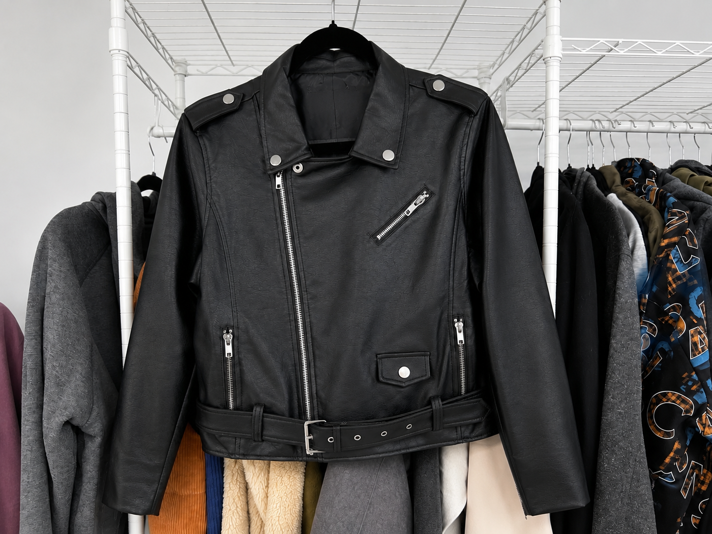 Women Vintage Moto Faux Leather Jacket（pre- order）