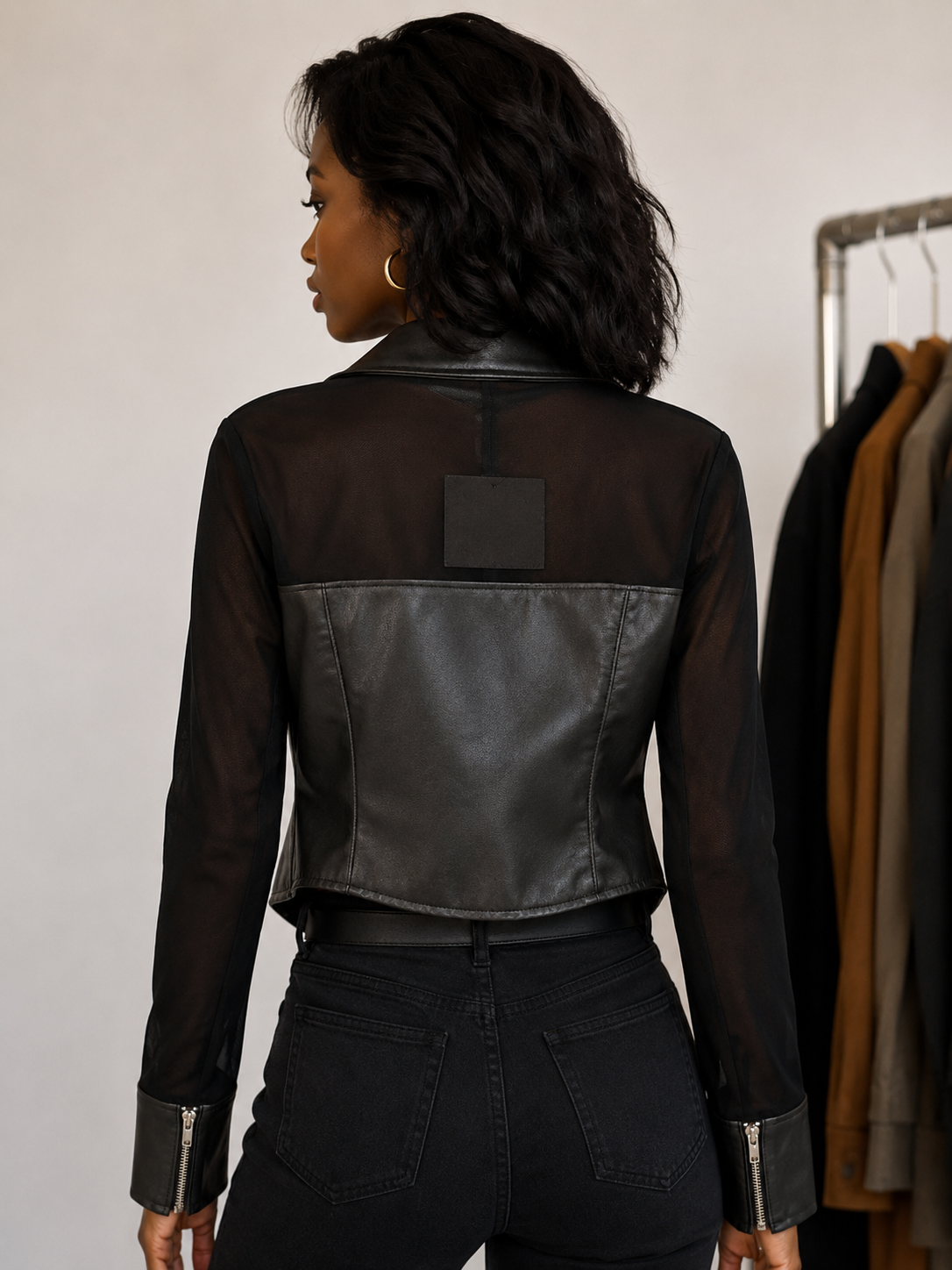 Soft Mesh Faux Leather Jacket(PRE -ORDER)
