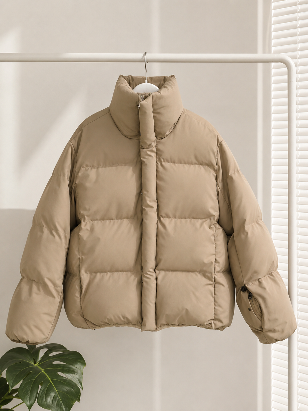 Cropped Puffer Jacket -Taupe（NTC012）