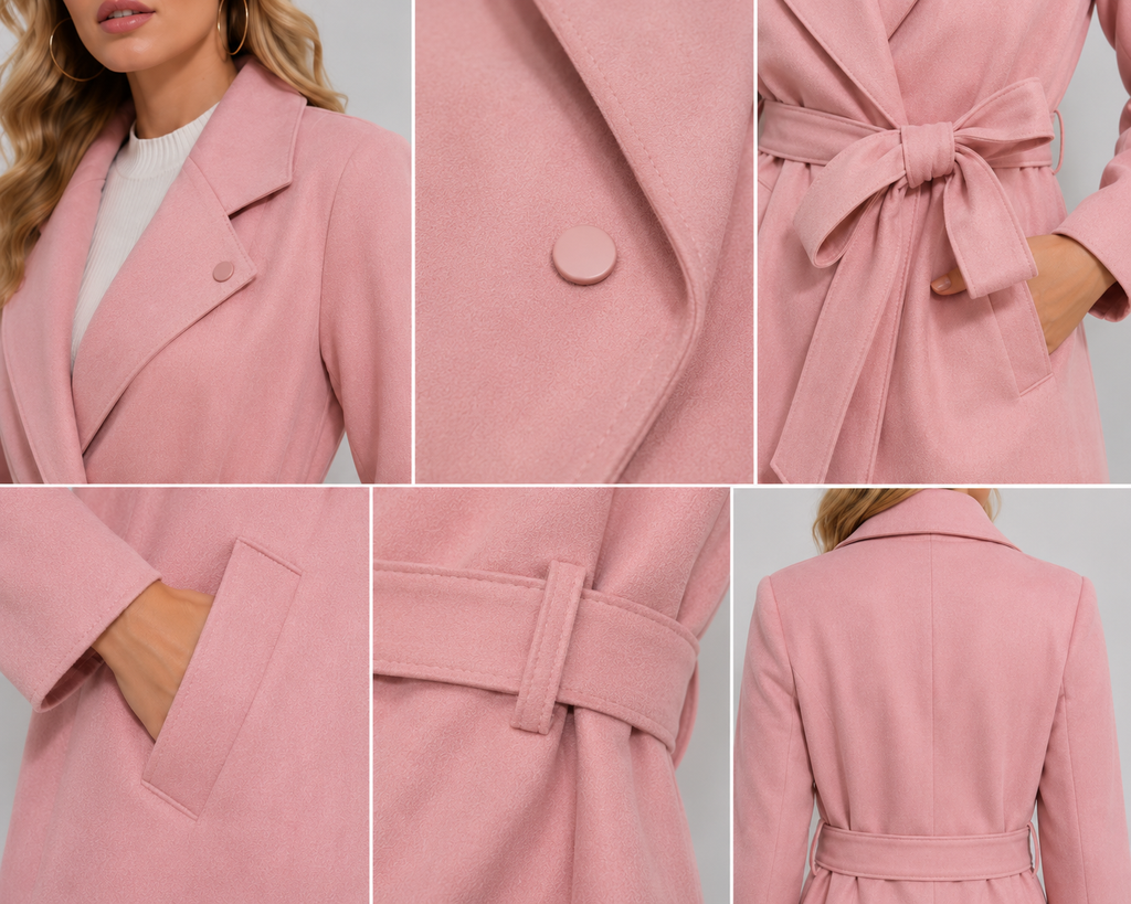 Women's Soft Faux Suede Belted Coat （NTC003)