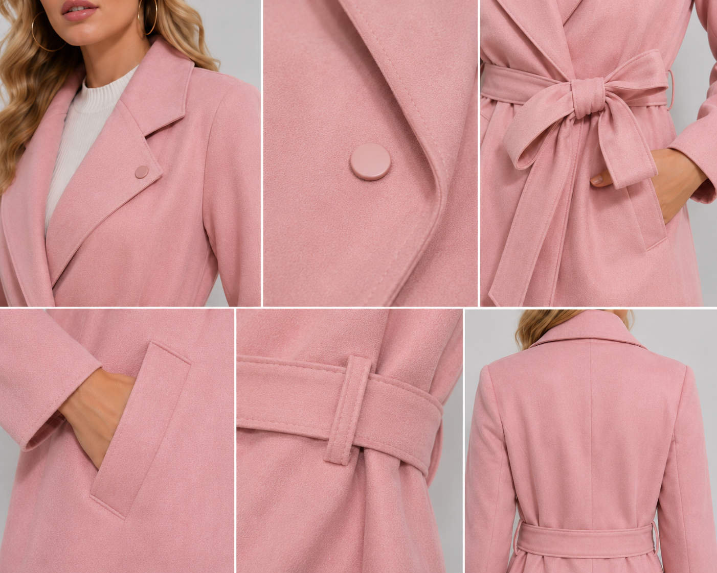 Women's Soft Faux Suede Belted Coat （NTC003)