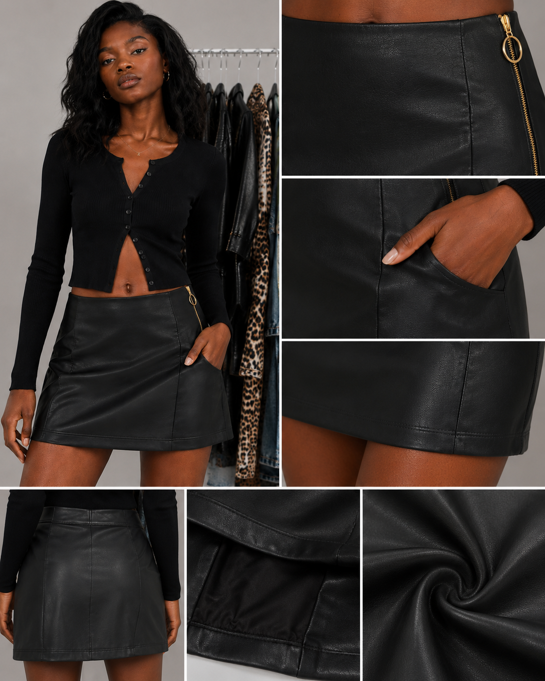 Minimalist faux leather mini skirt